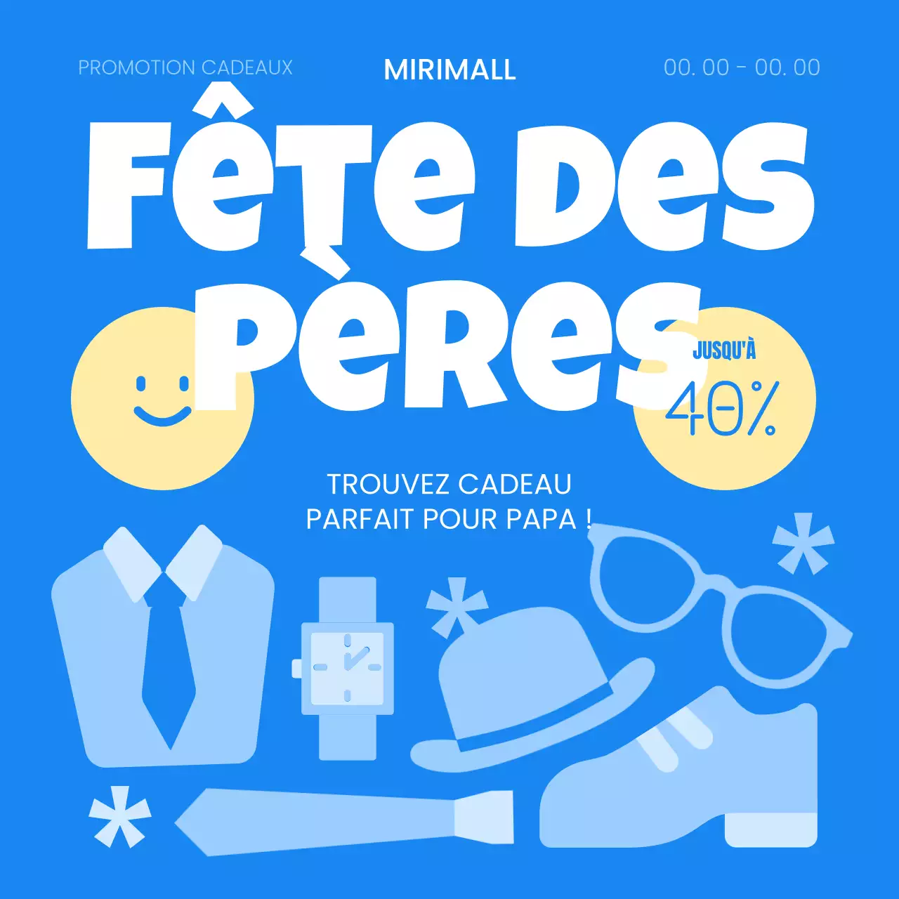 Une jolie annonce de vente bleue et jaune