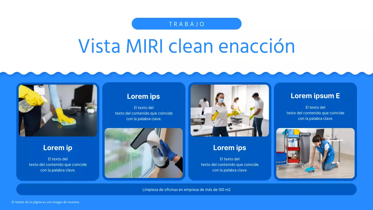 Un sencillo folleto azul y blanco de empresa de limpieza de mudanzas