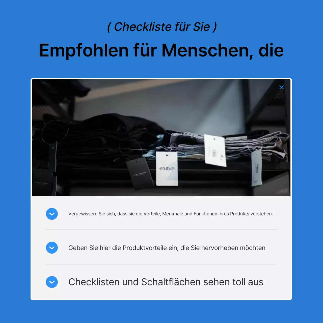 Förderung von trendigen Mode-Checkpoints in Blau und Weiß