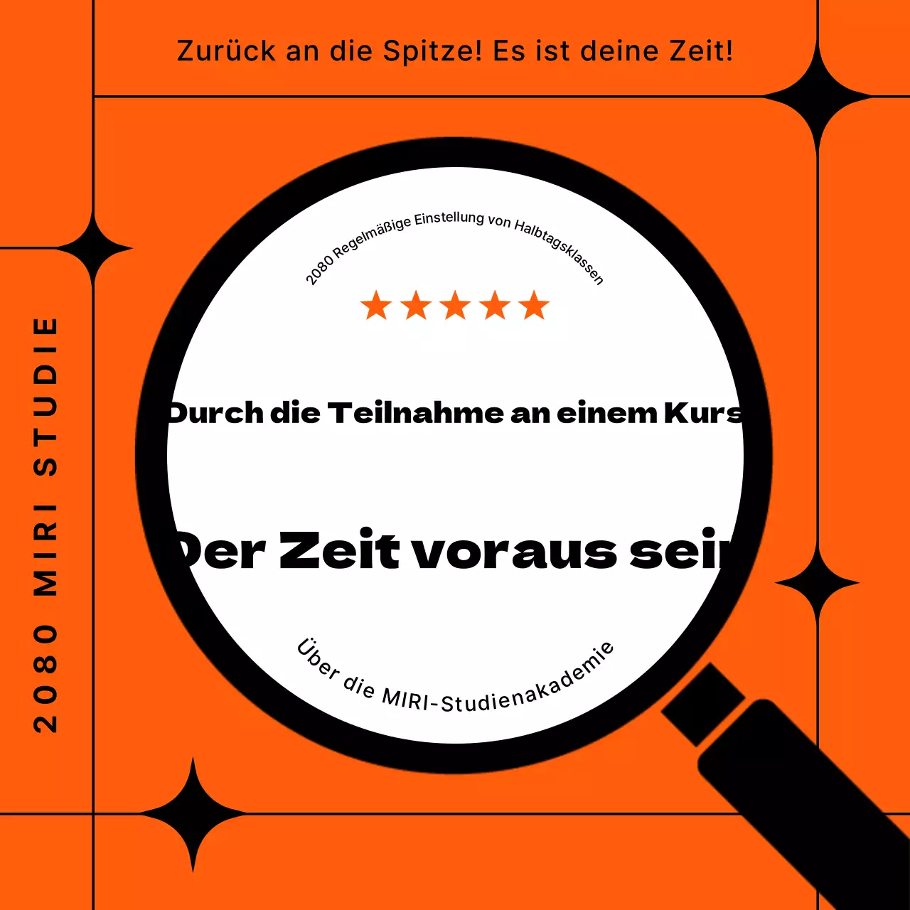 Einfacher orange-schwarzer Halbtagsschulprospekt