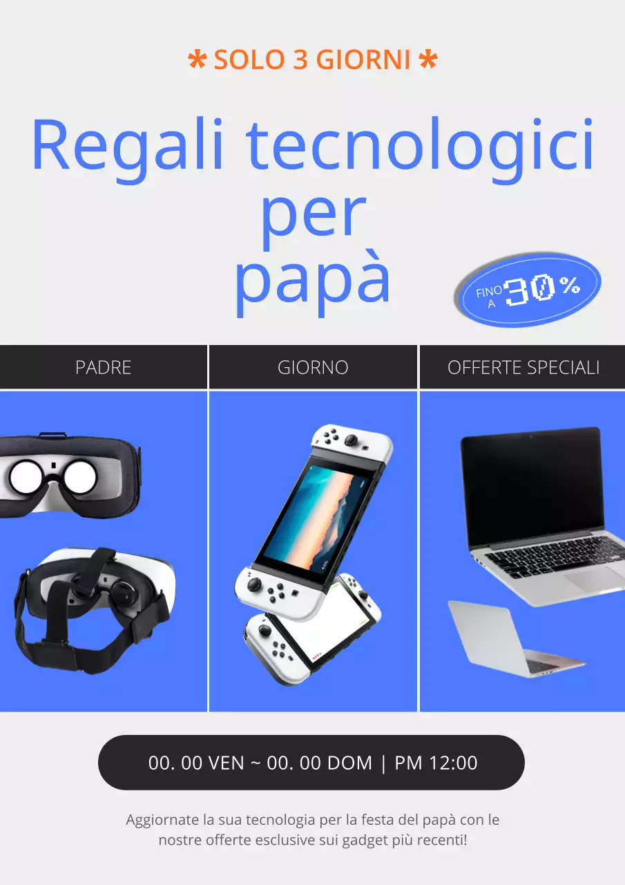 Annuncio di vendita moderno in blu e arancione