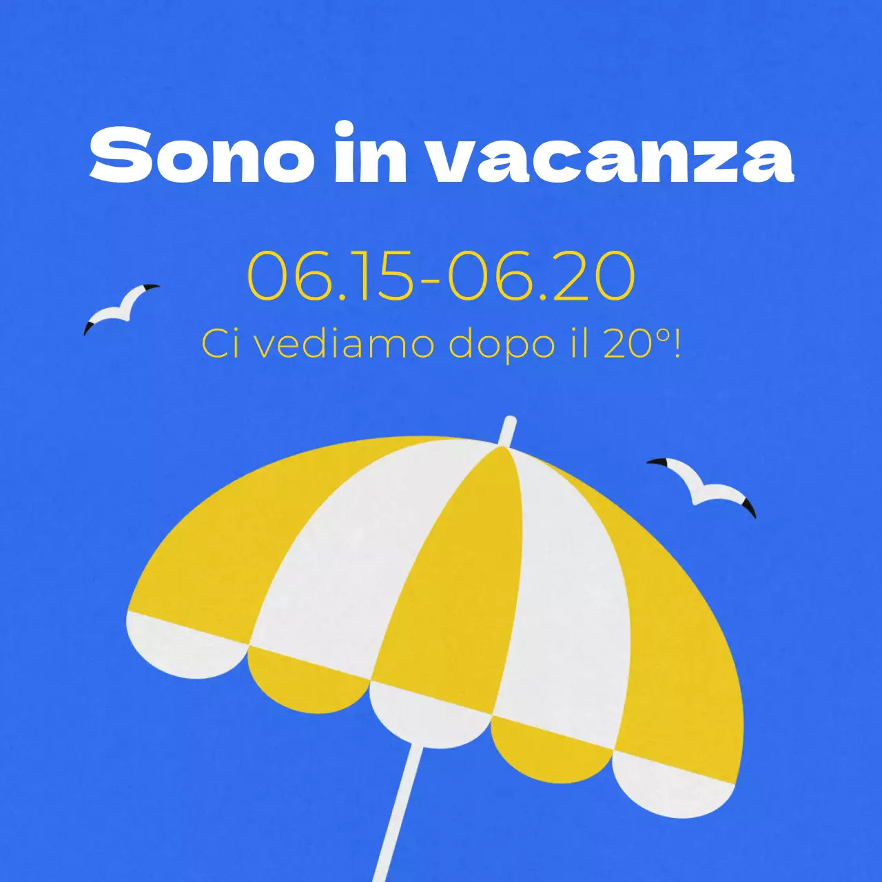 Un semplice annuncio di vacanze estive in blu e giallo