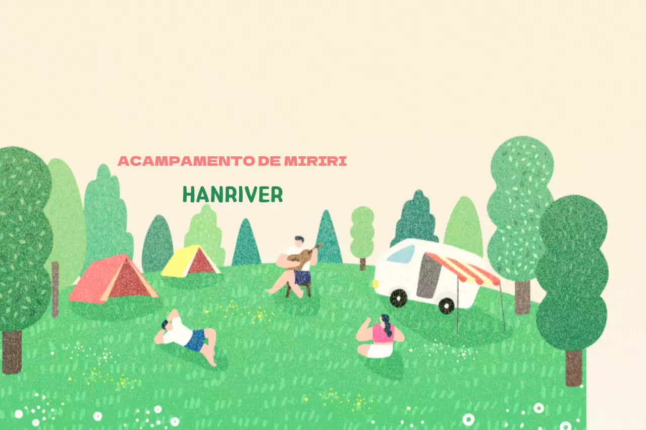 Um parque de campismo sentimental com um desenho ilustrado de campistas