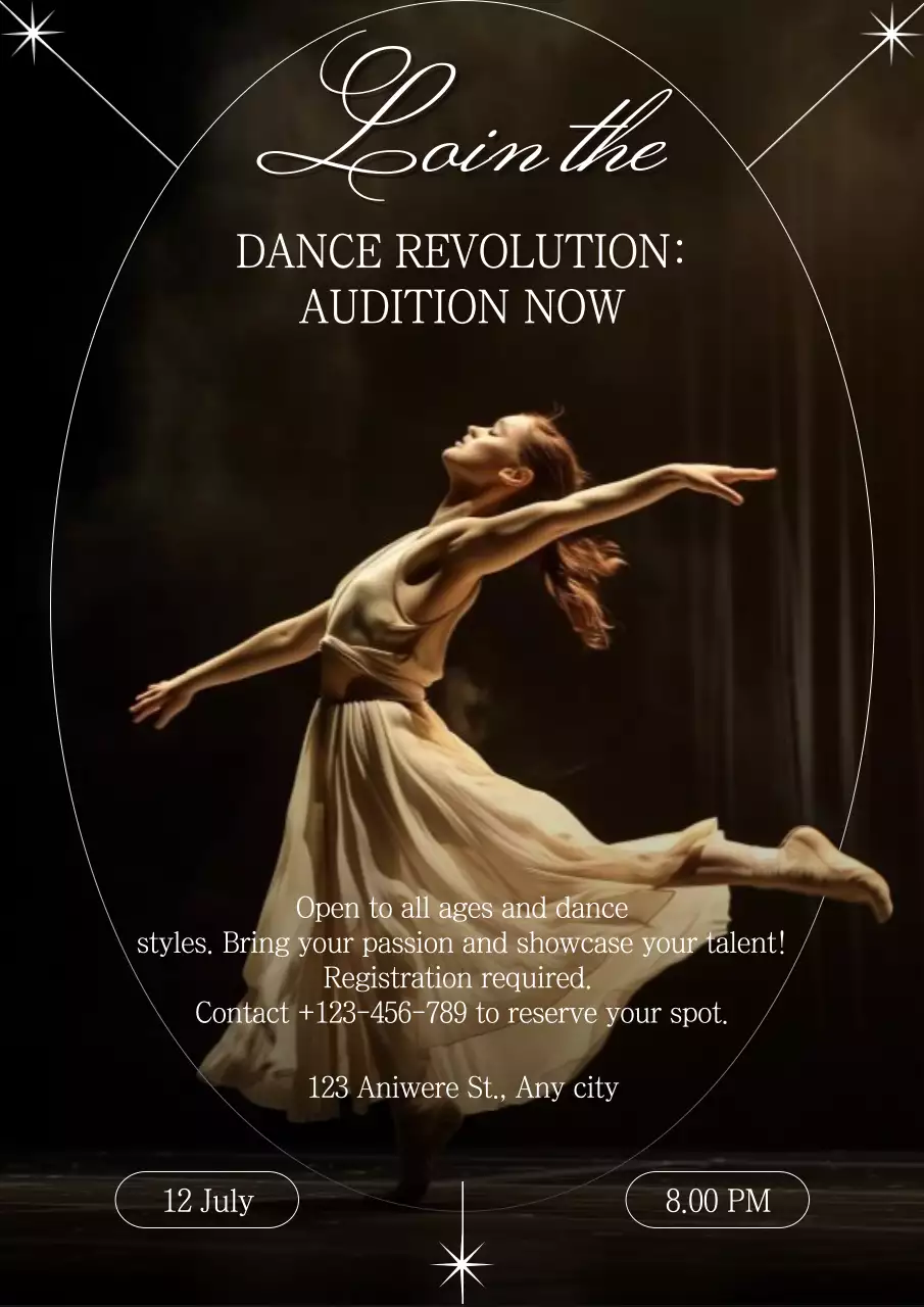 Beige Elegant Dance Audition Invitation Poster