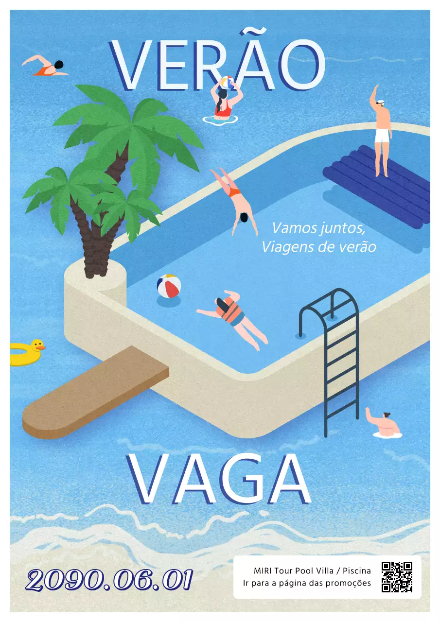 Capa promocional gira para as férias de verão em azul claro