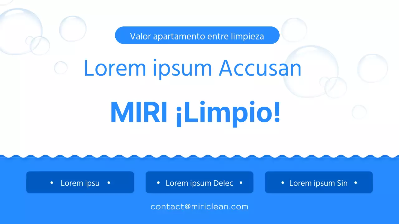 Un sencillo folleto azul y blanco de empresa de limpieza de mudanzas