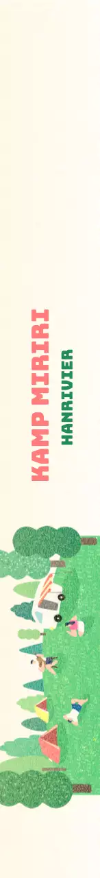 Een sentimentele camping met een geïllustreerde tekening van kampeerders