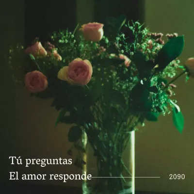 Un moderno poste de frases de amor en chartreuse y blanco