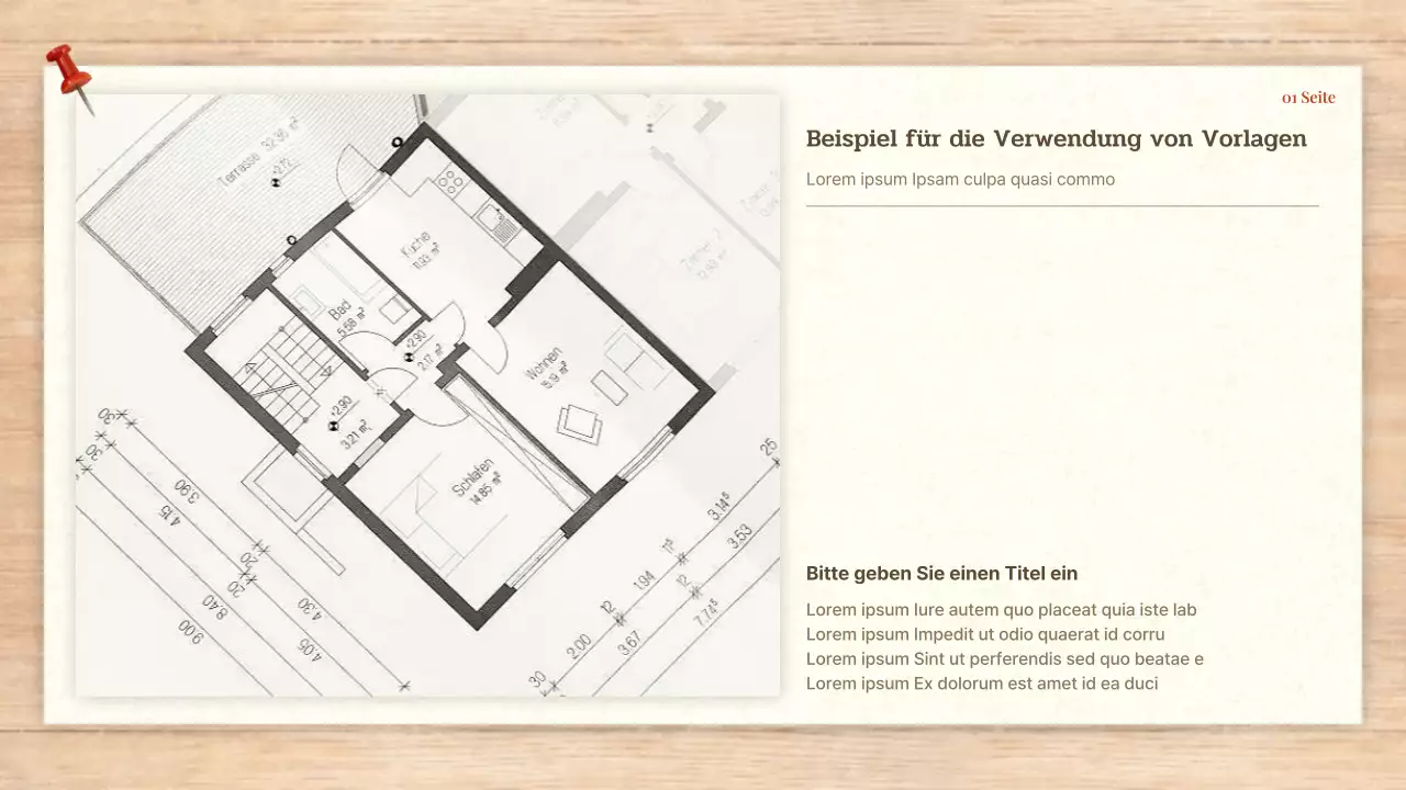 Einfacher Architektur- und Designauftrag in Rot und Beige