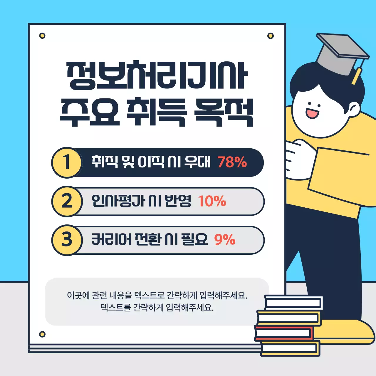 노랑과 하늘색의 아기자기한 자격증 취득 정보