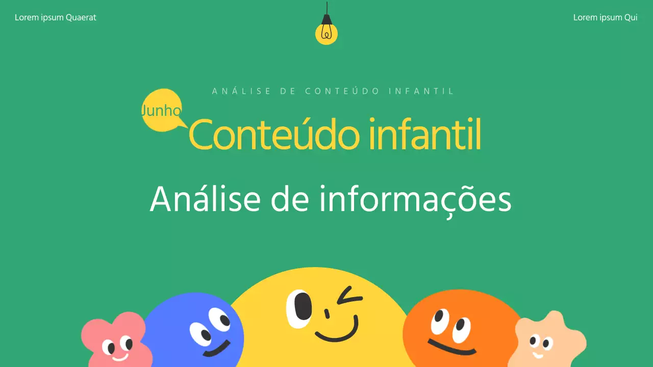 Um relatório analítico verde e amarelo de informações sobre conteúdos para crianças