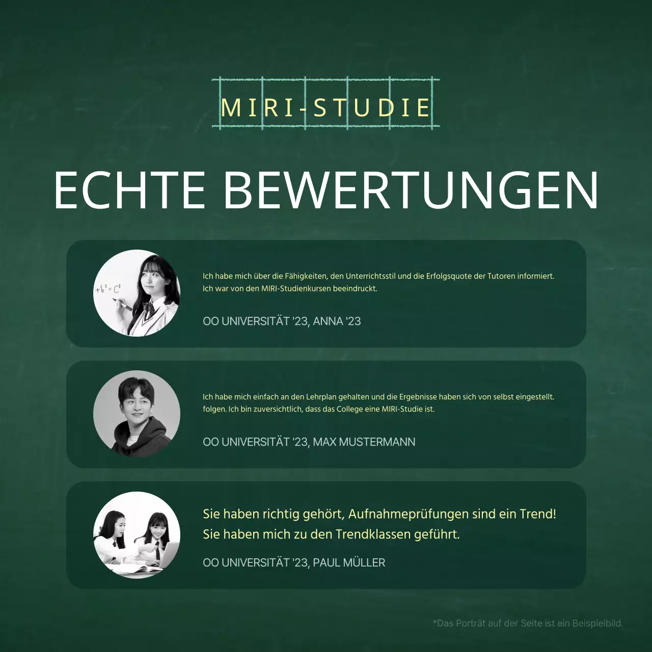 Ein einfacher grün-weißer Schulprospekt