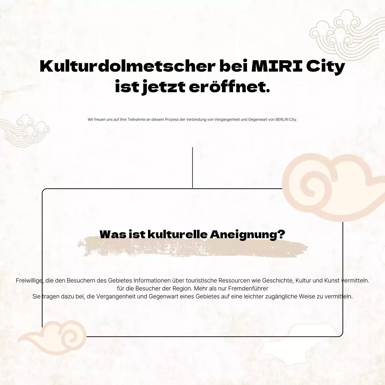 Förderung der Ausbildung von traditionellen Kulturdolmetschern mit gelbem Hintergrund