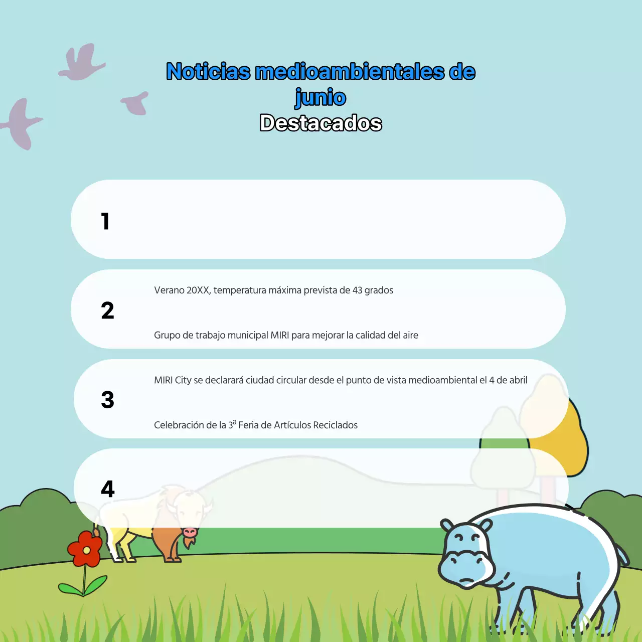 Nuestras noticias medioambientales verdes y celestes del mes