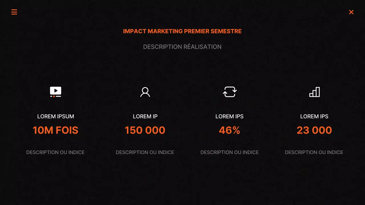 Rapports de marketing tendance en noir et orange
