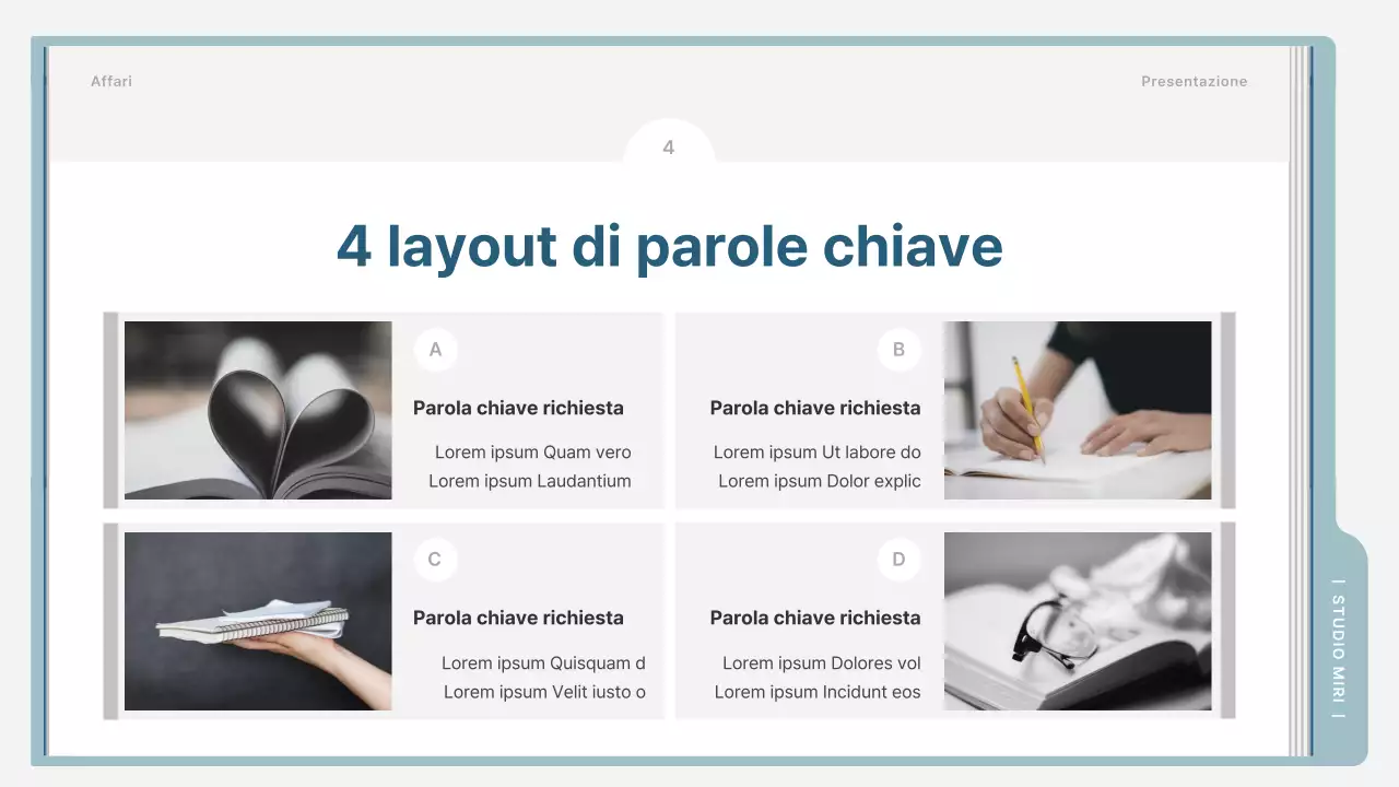 Un semplice prospetto di formazione in azzurro e grigio