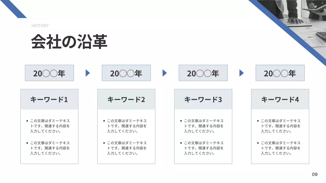 青 シンプル 会社概要 企画書 プレゼンテーション