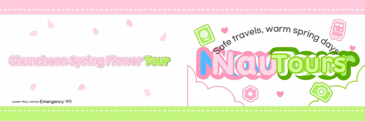 Design a cute tour guide with clouds and different icons