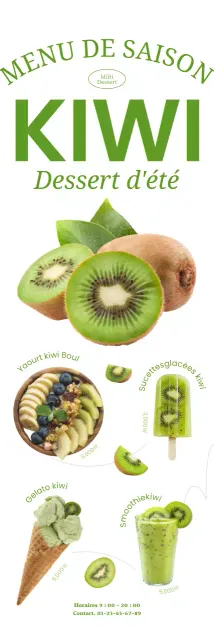 Bannière de café dessert rafraîchissant au kiwi