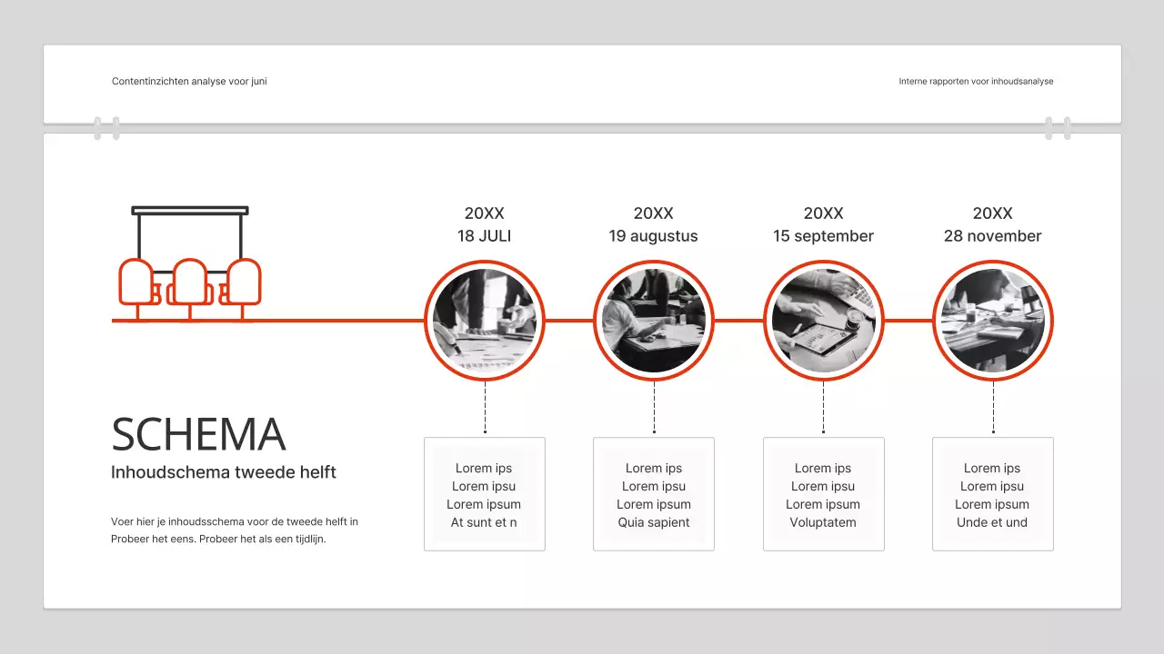 Een eenvoudig rapport voor inhoudsanalyse in rood en wit