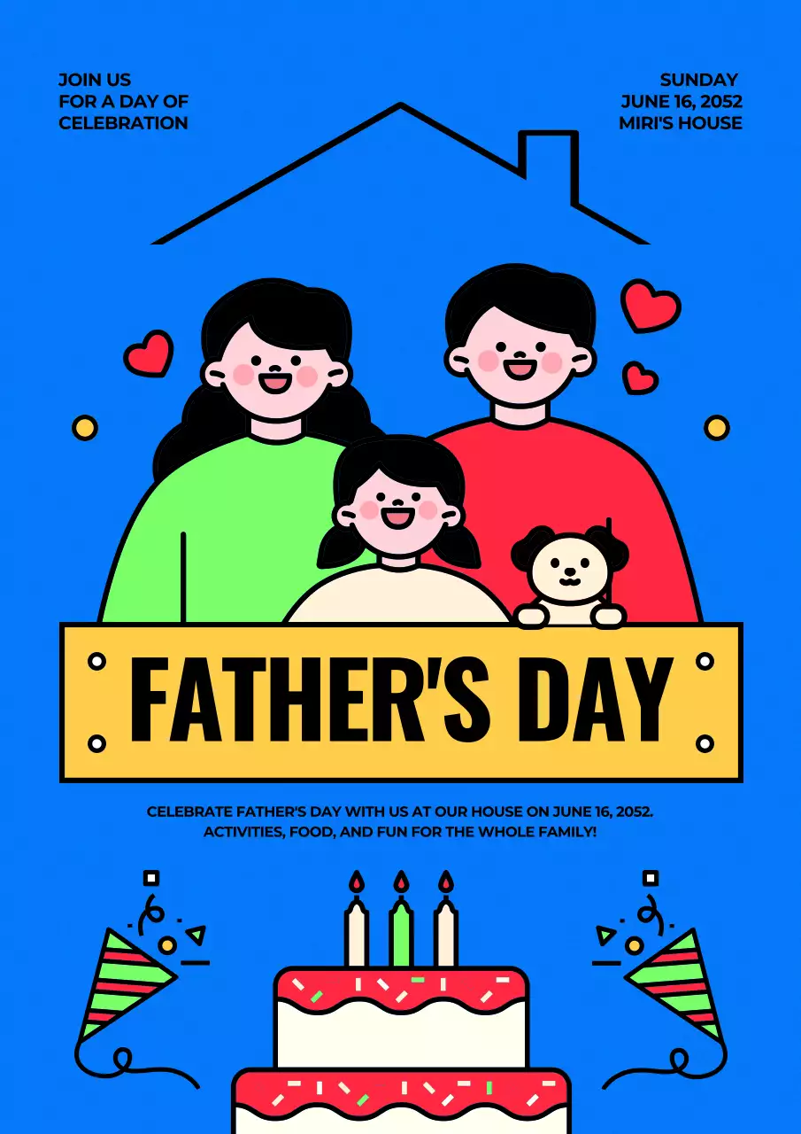 Blue Minimal Father's Day Invitation Poster