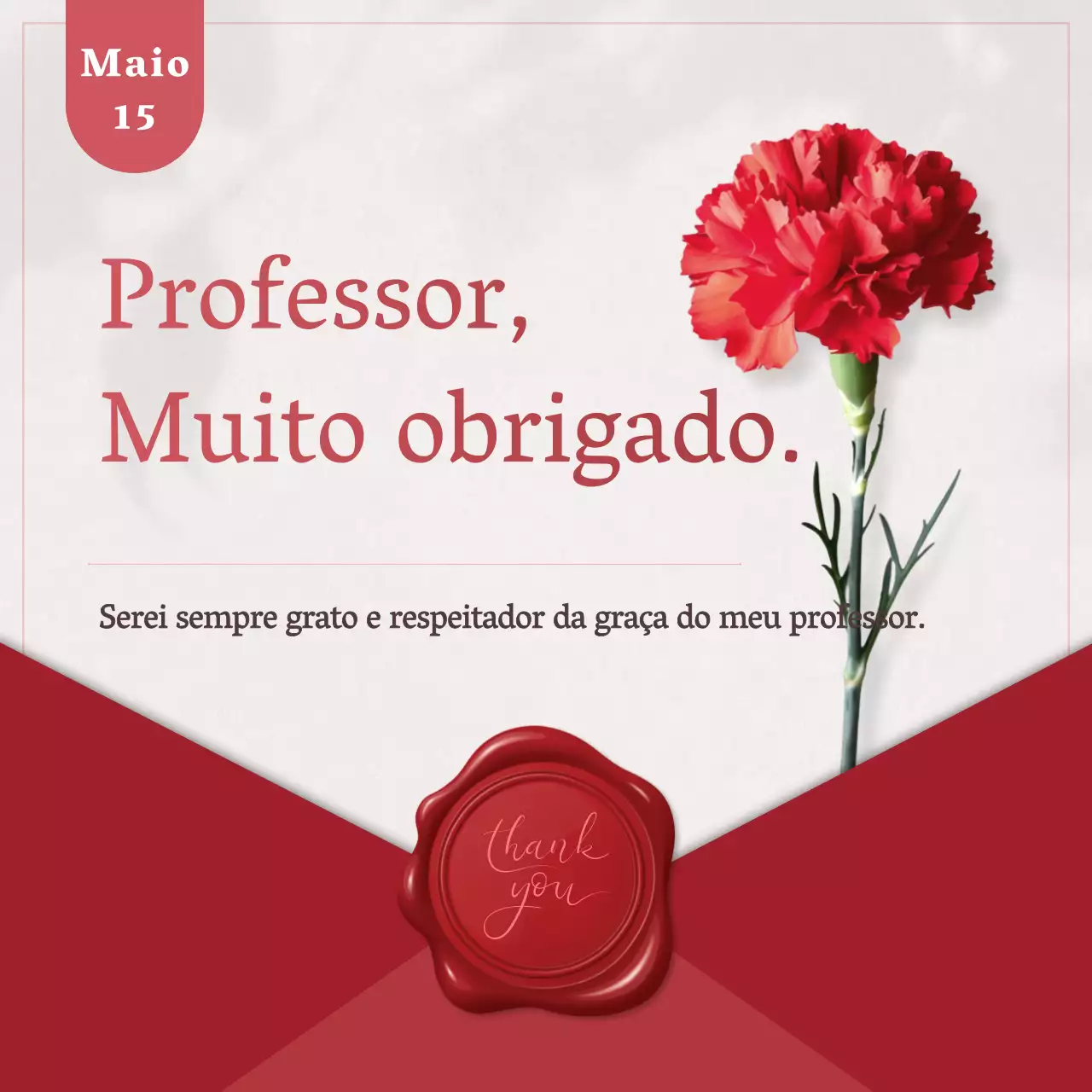 Um post de agradecimento clássico para o Dia do Professor em vermelho e bege