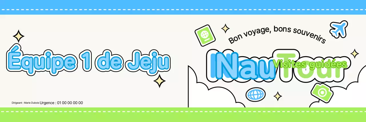 Créez un guide touristique mignon avec des nuages et différentes icônes.