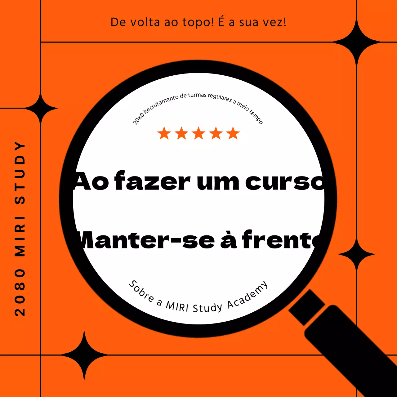 Prospeto simples da escola de meio dia laranja e preta
