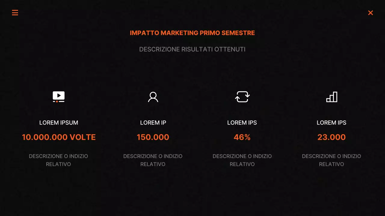 Rapporti di marketing di tendenza in nero e arancione