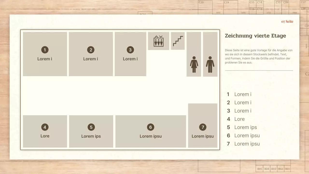 Einfacher Architektur- und Designauftrag in Rot und Beige