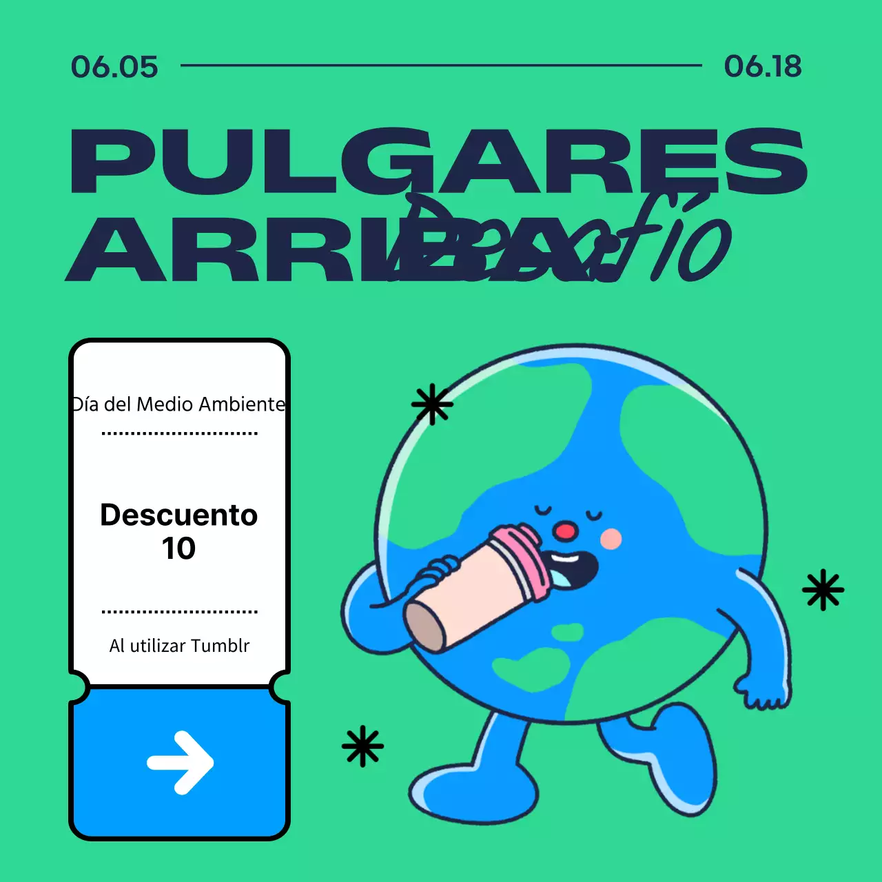 Promueva los actos naturales en verde y azul marino del Día de la Tierra