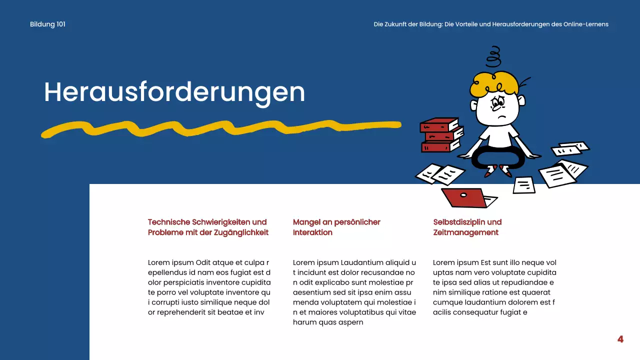 Blau und Rot Einfaches Online-Lernmaterial