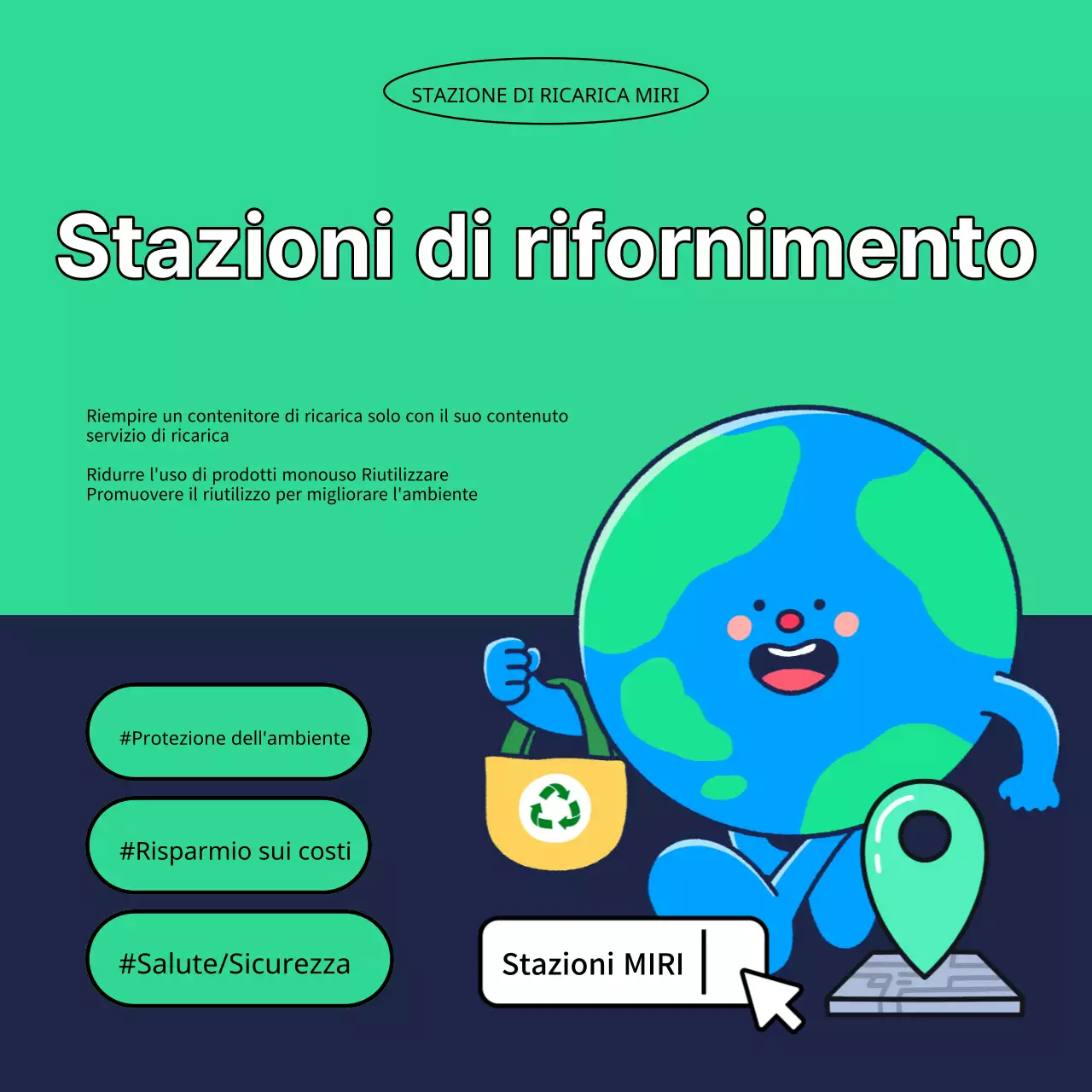 Promuovete gli eventi della Giornata della Terra in verde e blu navy.