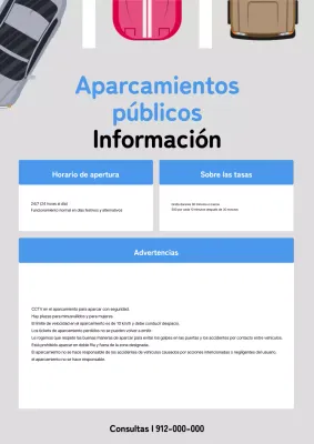 Un simple cartel azul y gris de aparcamiento