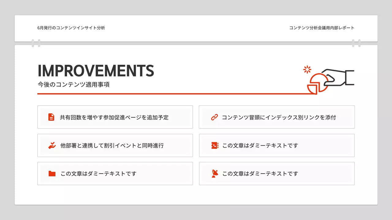 オレンジ シンプル レポート 報告書 プレゼンテーション