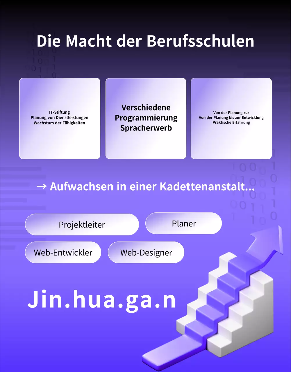 Eine einfache, lila-schwarze Stellenausschreibung für Hochschulabsolventen