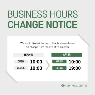 Green Simple Business Notice Social Media Post