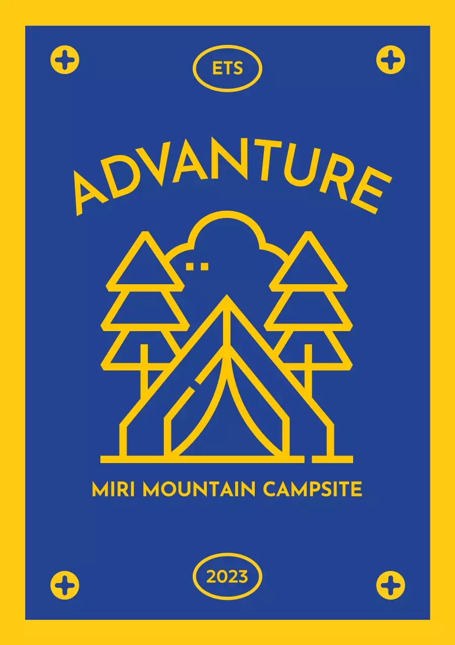 깃발 느낌의 캠핑 아이콘이 있는 디자인