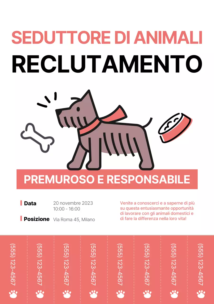 Un semplice annuncio di lavoro per pet sitter in rosso e nero