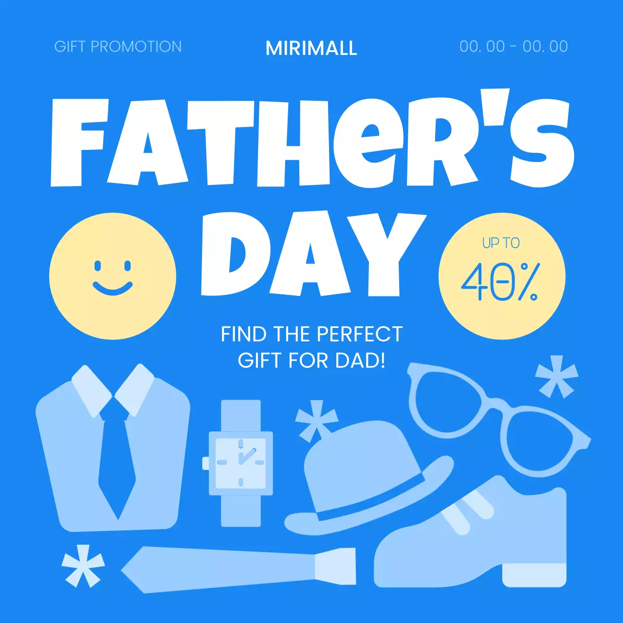 Blue Trendy Father's Day Promotion Social Media Post