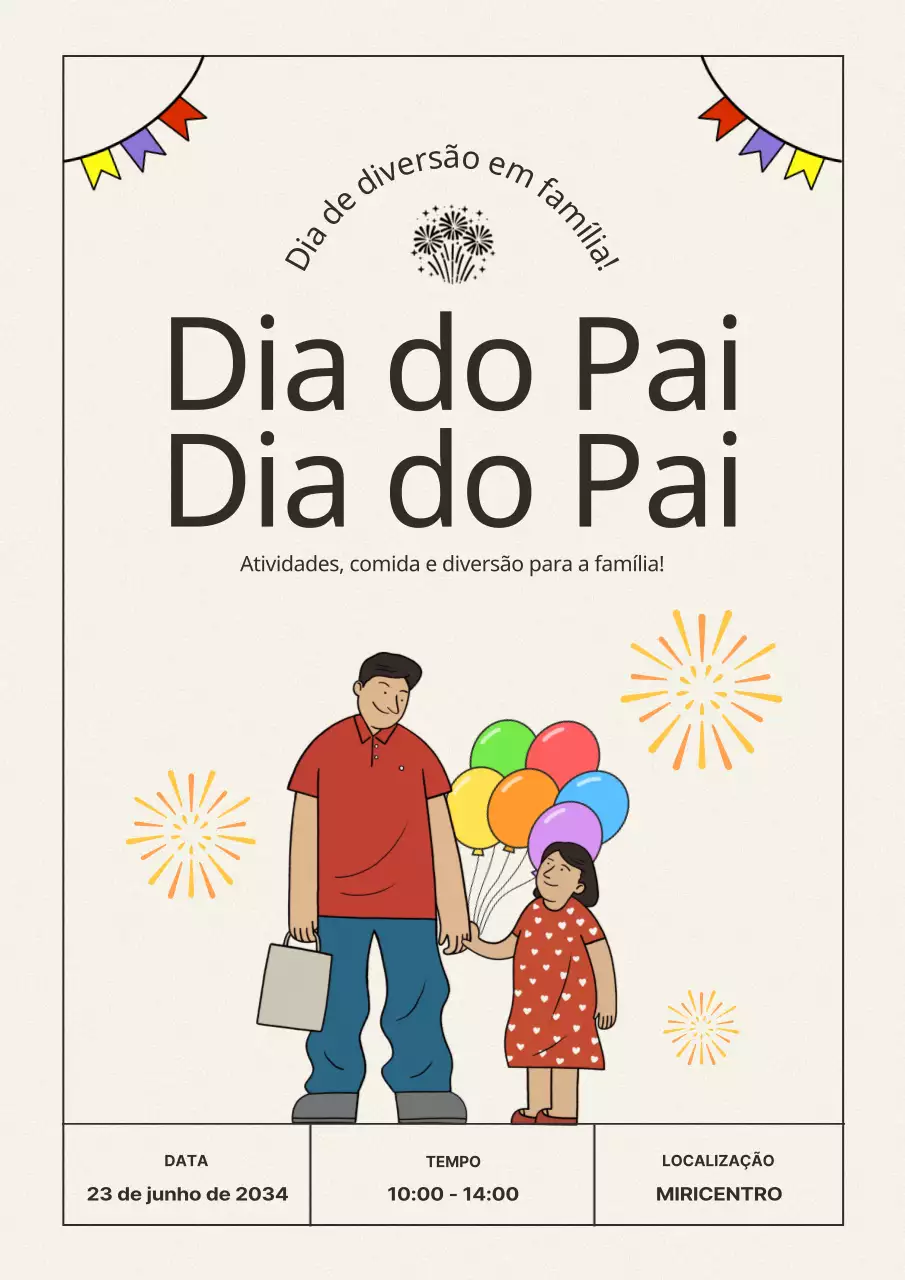 Promover um evento moderno para o Dia do Pai em marfim e preto