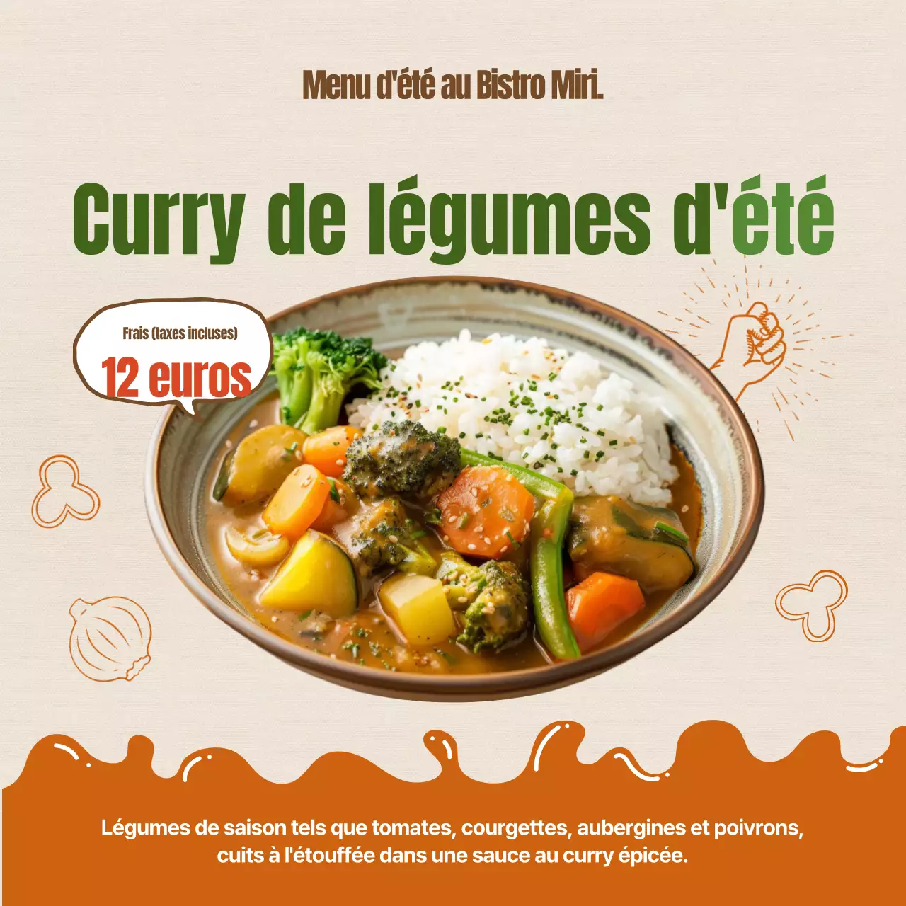 Promouvoir les aliments saisonniers d'été dans les tons beige et marron