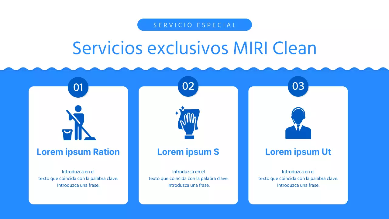 Un sencillo folleto azul y blanco de empresa de limpieza de mudanzas