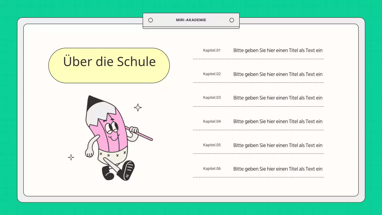 Kitschiger mint-gelber Schulprospekt