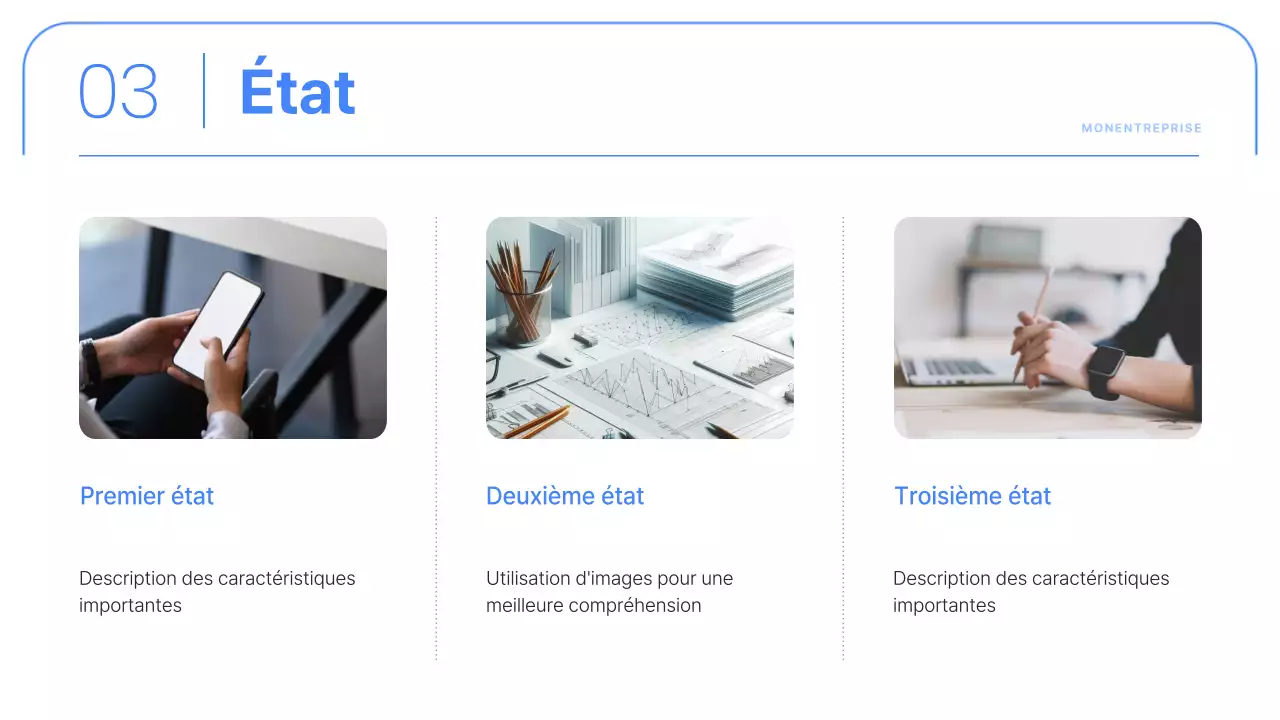 Rapports d'entreprise simples en bleu