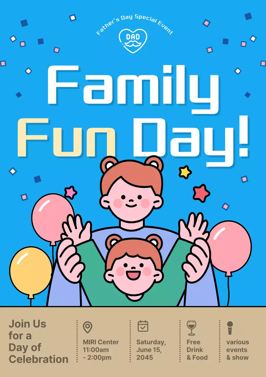 Blue Retro Family Event Poster