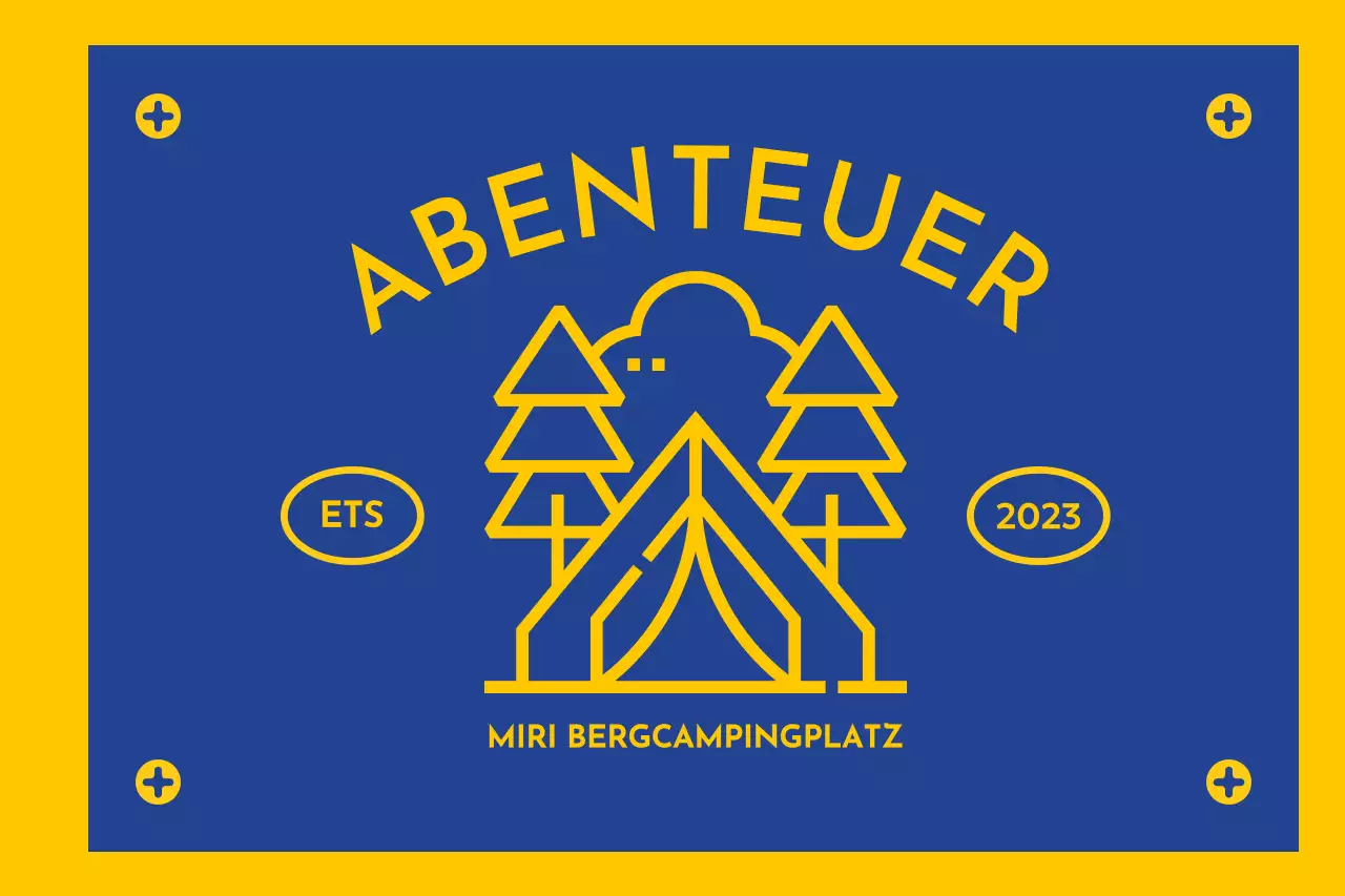 Gestaltung eines Campingplatzes mit illustrierten Symbolen