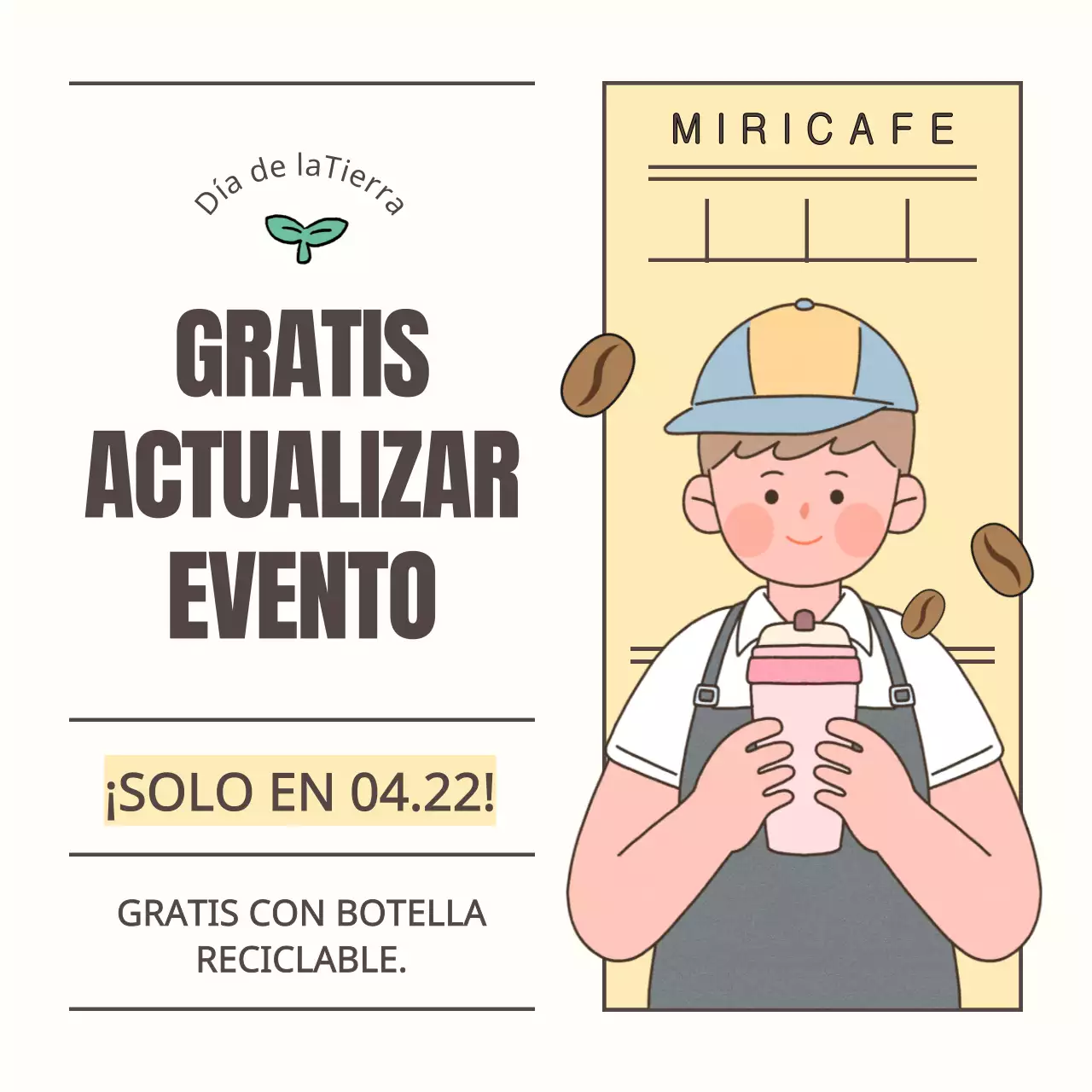 Anuncio sencillo del Día del Medio Ambiente en amarillo y azul claro