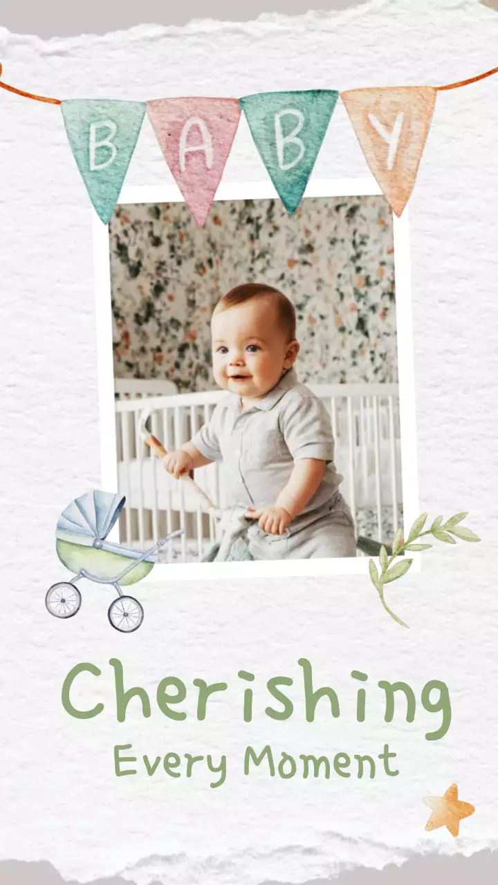 Pastel Vintage Baby Announcement Instagram Post