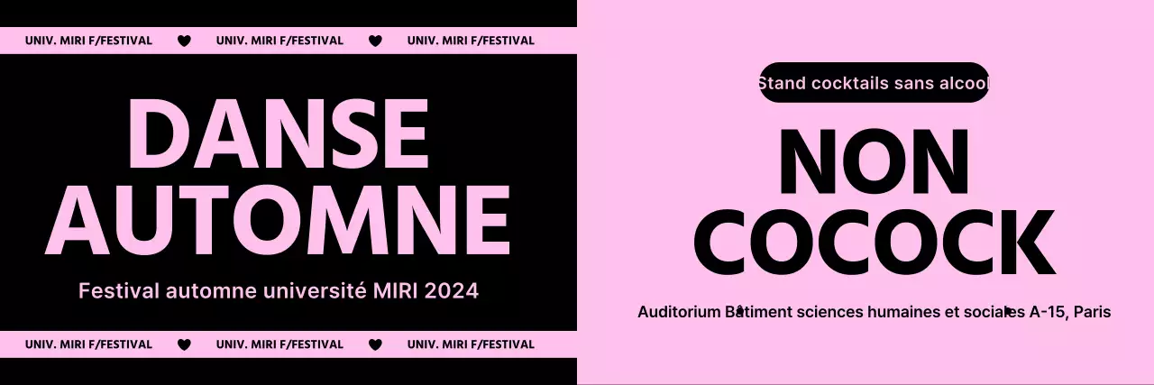 Conception d'un festival utilisant une palette de couleurs bicolores noir et pastel